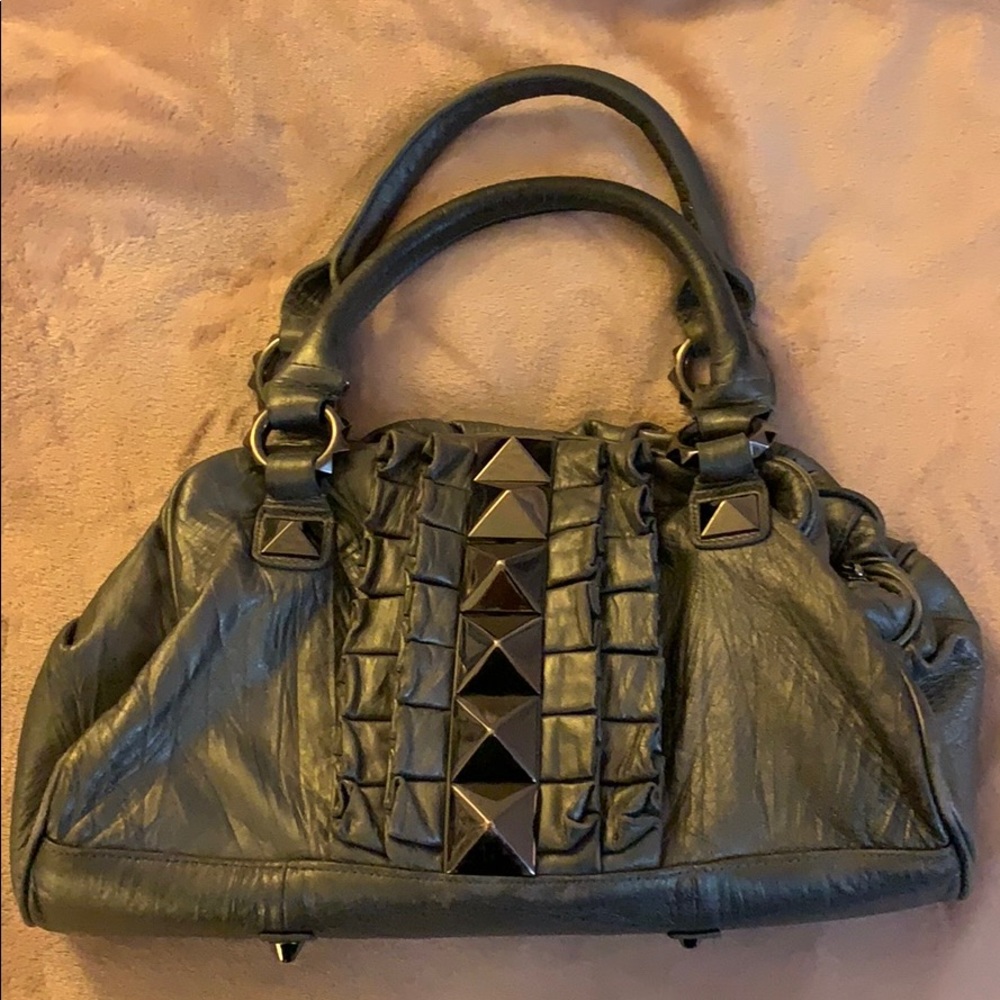 Gunmetal Leather Betsey Johnson Pocketbook